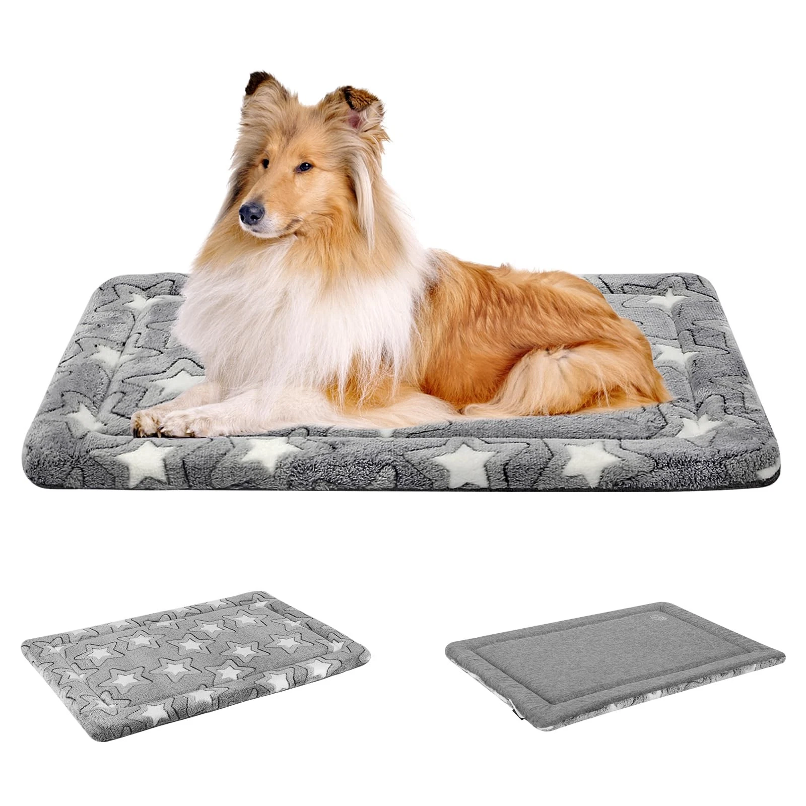EMPSIGN Fancy Dog Bed Mat, Pet XXL (47.2"x28.3"x1.1"), Grey with Star Pattern