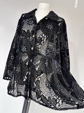 Dreamkeeper Devore Velvet Burnout Fan Medallion Kimono Peplum Blouse Jacket L XL