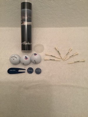Alaska Airlines Golf balls,tees,ball markers and divot tool Collector's set
