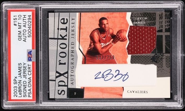 2003 UPPER DECK SPX SIGNED JERSEY #151 LEBRON JAMES ROOKIE /750 PSA 10 AUTH AUTO