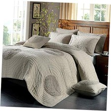 Cotton Quilt Set Size Bedspreads Farmhouse Bedding Coverlet Set Queen Taupe