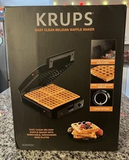 KRUPS Belgian Waffle Maker: Stainless Steel, Clean Plates -Tested - See Descrip!