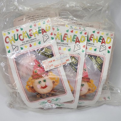 Vintage Fibre-Craft Chucklehead to Decorate 6 Pack 1992 NEW NOS