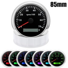 85mm Waterproof Tachometer With Hourmeter 0-7000rpm Gauge For Boat Car Truck