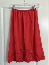 Vintage Retro Contessa Red Half Slip Lace Trim L M