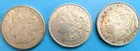 3 MORGAN DOLLARS, 1921 P,D,S