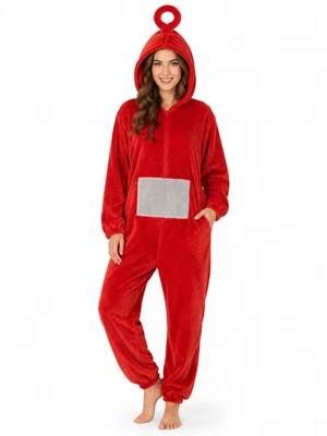 Teletubbies Po Kostüm Rot Overall Plüsch Onesie Karneval Fasching Cosplay Unisex - Bild 1 von 2