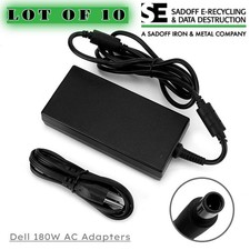   W LOT OF 10-Genuine Dell 180W AC Power Adapters Chargers 19.5V - 9.23A  