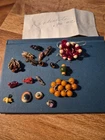 Vintage Bakelite? Plastic Jewelry Parts Lot 0.90 oz Beads Charms Buttons Mixed
