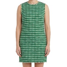 Linton for LK Bennett London Green White Tweed Sheath Sleeveless Dress Size 12