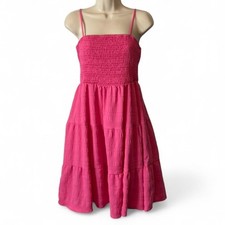 SHEIN Hot Pink Smocked Tiered Cami Dress, Women's Size