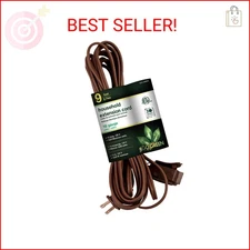 Go Green Power Inc. 9ft Household Extension Cord, Brown, 3 Outlets - Perfect for