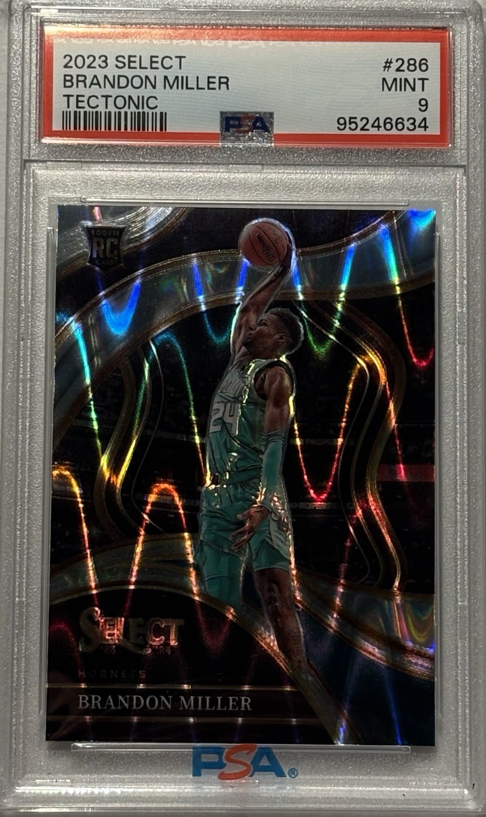 2023-24 Panini Select Brandon Miller Courtside Tectonic Prizm Rookie #286 PSA 9