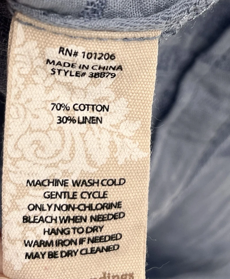 SOFT SURROUNDINGS Women's Blue Plaid Chambray Blend S/S Shirt Dress Petite XS - Image 4 of 4