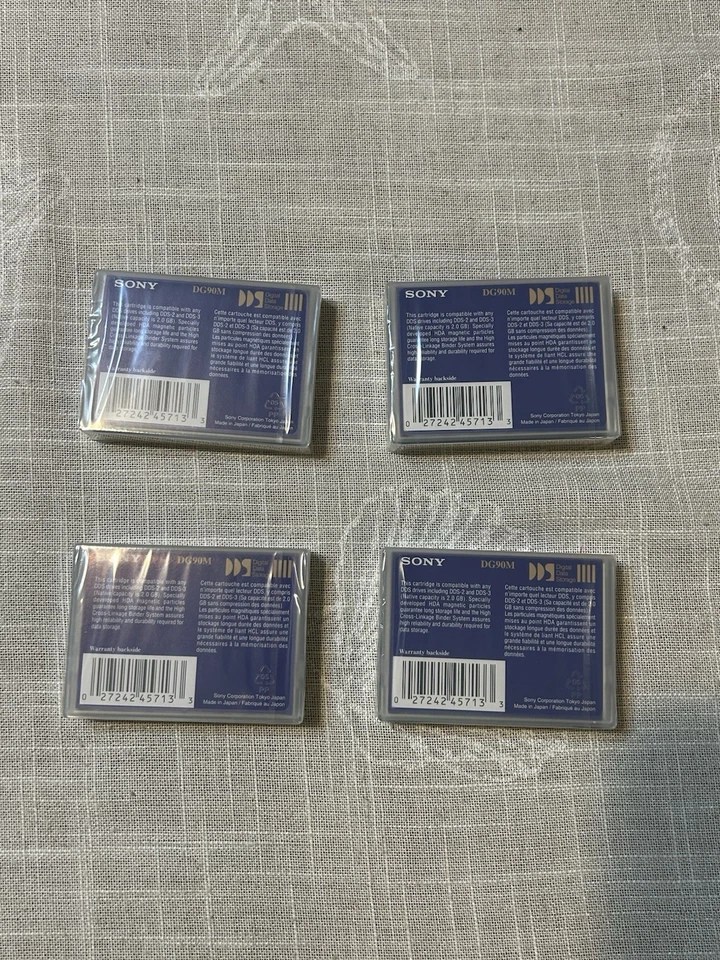 Lot of 4 Sony DG90M DDS Data Cartridges 90M / 2GB Sealed - Image 2 of 4