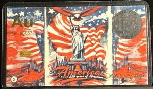1/3 Grain .999 Gold America 250 Years Semiquincentennial Series #2 /10 Art Card