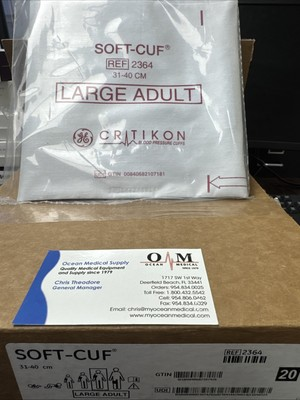 #ad LARGE ADULT GE Critikon SOFT CUF #2364 31 to 40 CM BP Cuff 20 BOX New $99.95