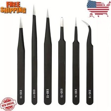 Precision ESD anti-static tweezers set -6-pc durable stainless steel tools