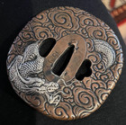 Antique Japanese Tsuba Dragon Emerging from Clouds — photo 1