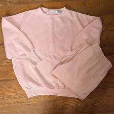 80s Gitano Sports World Baby Pink Matching Sweat Suit Set Vintage Large