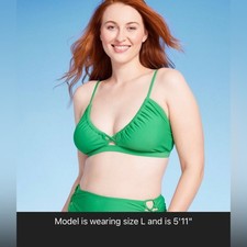 Tunneled Front Bralette Bikini Top -Shade  Shore Green Size Large 12-14 New