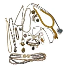 Vintage Costume Jewelry Lot Necklaces Bracelets Rings Lockets Faux Pearls Mixed