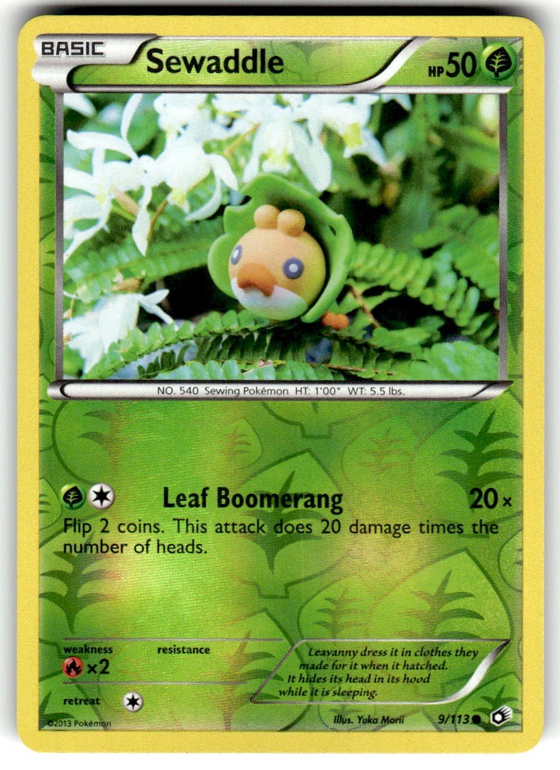 Sewaddle 9/113 Yuka Morri Reverse Holo - Legendary Treasures Pokemon TCG NM