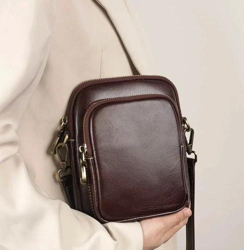 Women's Genuine Leather Crossbody Bag Small Shoulder Purse Phone Handbag