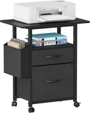 2 Drawer File Cabinet with 24'' Extended Desktop, Mobile Filing Cabinet, Rolling