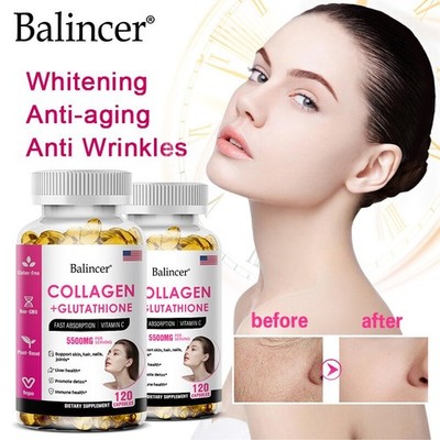 Collagen Whitening Capsules Natural Skin Lightening with Glutathione