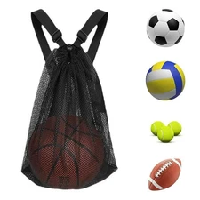 Drawstring Backpack Mesh Bag Portable Football Basketball Storage Bags Spor C7A9