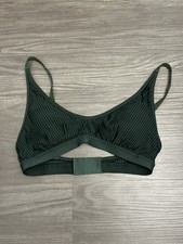 Aerie Striped Mesh Scoop Bralette in a dark sycamore green Size M
