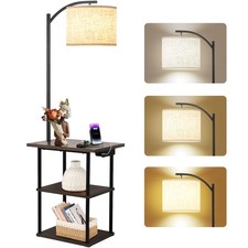 Floor Lamp with Table, End Tables with Charging Station USB  Type-C  AC Por...