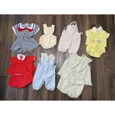 Lot of 7 Vintage Baby/Toddler Clothes Outfits Mixed Sizes/Unsized