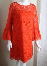 New J.Crew Sz 4 Bright Orange Gorgeous Eyelet Woven Dress Brilliant Sunset