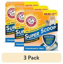  3 pack ARM  HAMMER Super Scoop Fragrance Free Clumping Clay Cat Litter, 40 lb