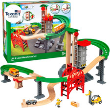 World Lift  Load Warehouse Set - 32-Piece Wood Train Set - Works with All Woode