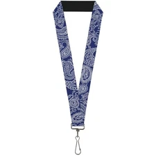 Buckle-Down Lanyard - 1.0" - Paisley Blue/white Accessory 22" x 1" Multicolor