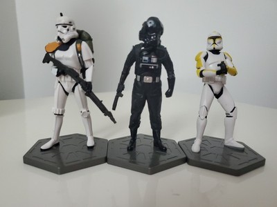 Star Wars Lot of 3 Action Figures - TIE Fighter Pilot, Sandtrooper, Clone Comman