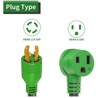 Green Welder Adapter, 12'' 30A Generator to 50A Plug