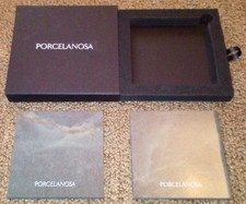 Porcelanousa Logo Two Square Tile Coaster Set - Dark Gray Green Marble