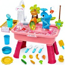 Water Table for Toddlers 1-3- Kids Play Sink with Pump and Running Water, Water