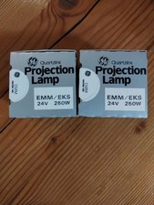 Two GE Quartzline Projection Lamp EMM EKS 250W 24V Photo Stage LIGHT BULB Studio