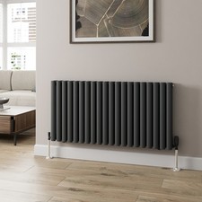 Anthracite Designer Radiator Horizontal Oval Column Double Panel Rad 600x1200mm