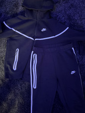 Nike Black Reflective Tracksuit Hoodie Pants Men's Size M Zip Pockets Hooded
