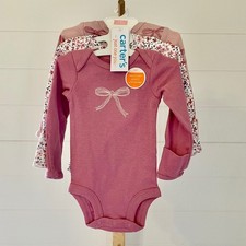 Carters Just One You 3PK Baby Girls Long Sleeve Bodysuits Pink Floral Bows NB