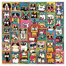 50Pcs Random Cute Dogs Cats Vinyl Waterproof Stickers