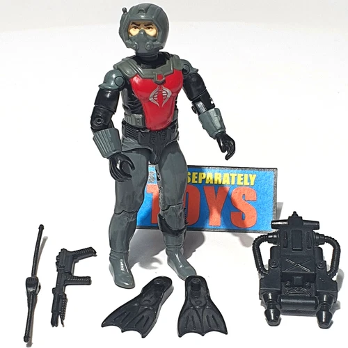 Vtg GI Joe EELS figure D v1 original 1985 Cobra Frogman COMPLETE accessories