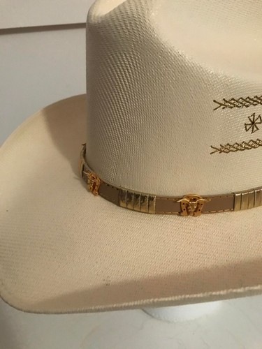 VTG Gregory White Horse Hat Western Straw Cowboy Hat 100X Men 6 5/8 US 53 MEXICO - Bild 6 von 7