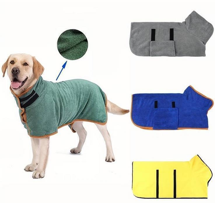 Hundebademantel Mikrofaser für Hunde Klettverschluss Haustiermantel Bademantel